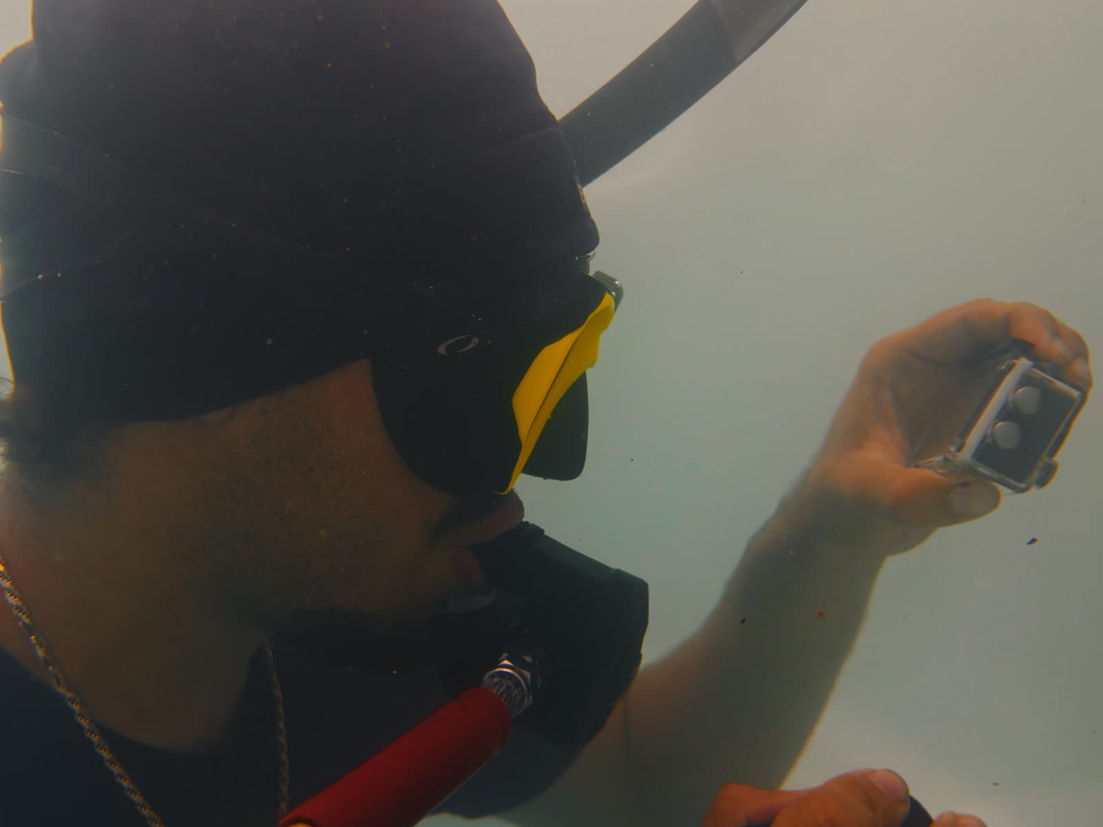 Underwater inspection of a pool shell during hands-on leak detection training